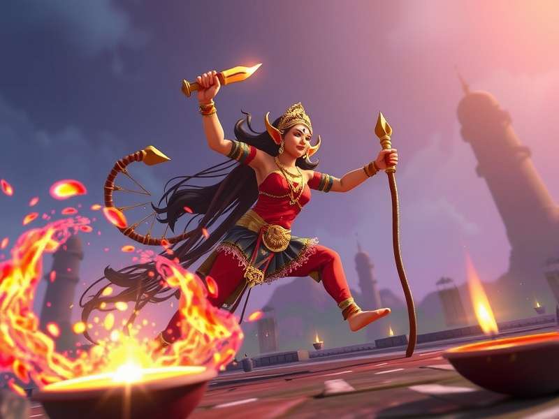 Durga's Sacred Wanderlust community event with players celebrating Diwali